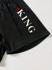 Boy's 2pc LIL KING Print T-shirt & Shorts Set
