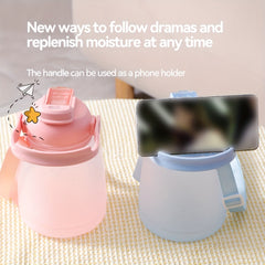 44oz Leakproof Plastic Straw Cup Sports Water Bottle with Shoulder Strap