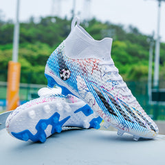 Boy's High Top Spiked Football Cleat Non Slip Soccer Shoe