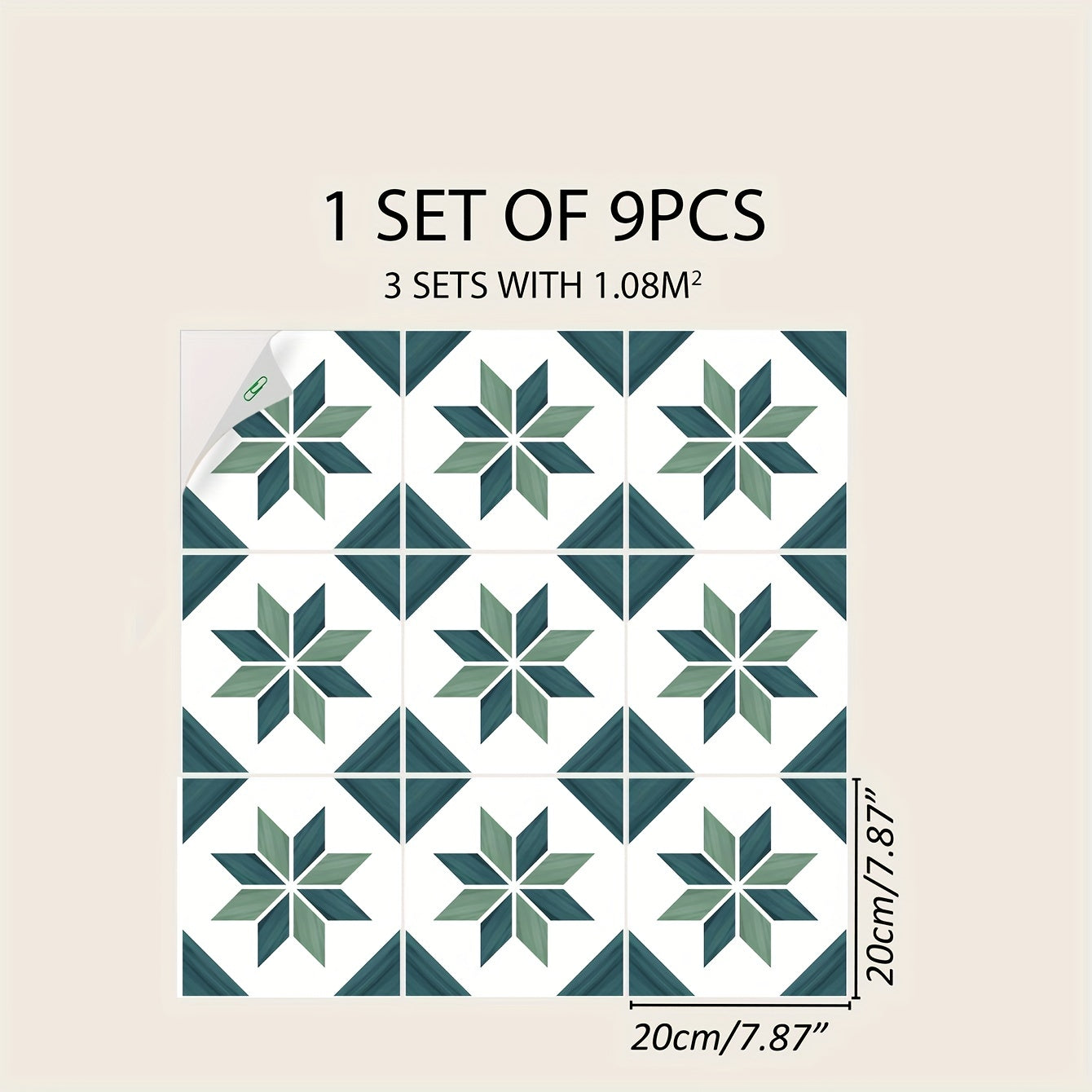 Green Mosaic Peel and Stick Floor Tiles - Waterproof PVC Flooring Sticker