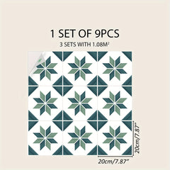 Green Mosaic Peel and Stick Floor Tiles - Waterproof PVC Flooring Sticker