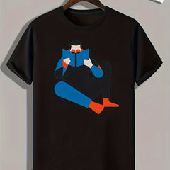Man Pattern Print Comfy Sports T-shirt Men's Graphic Tee for Fitness Activities