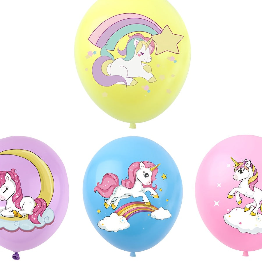 8pcs Unicorn Party Balloons Kids Cartoon Pony Latex Balloons