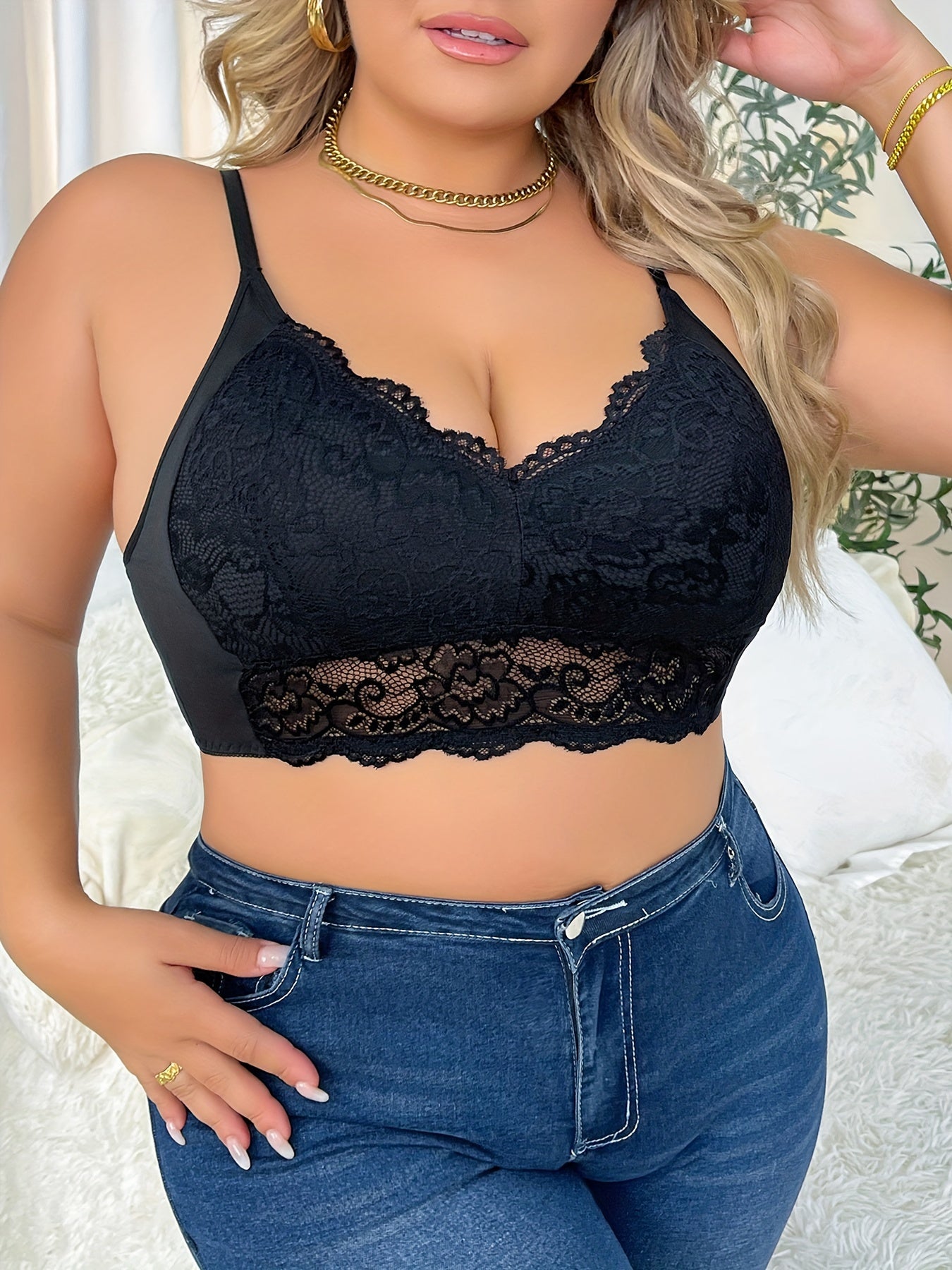 Lace Longline Bralet Sexy Medium Stretch