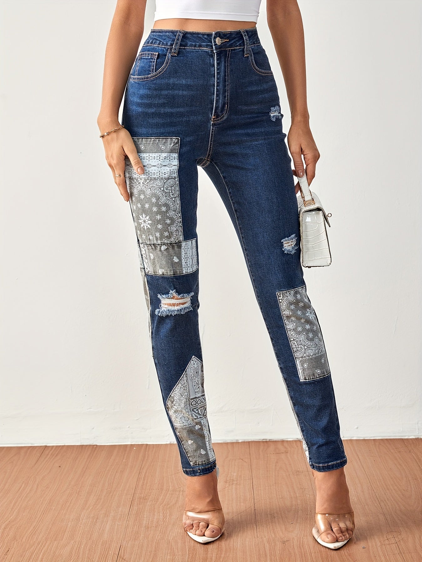 High Stretch Ripped Jeans Women's Denim Pants