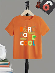 Boy's Letter Print T-shirt Active Short Sleeve Tee for Summer