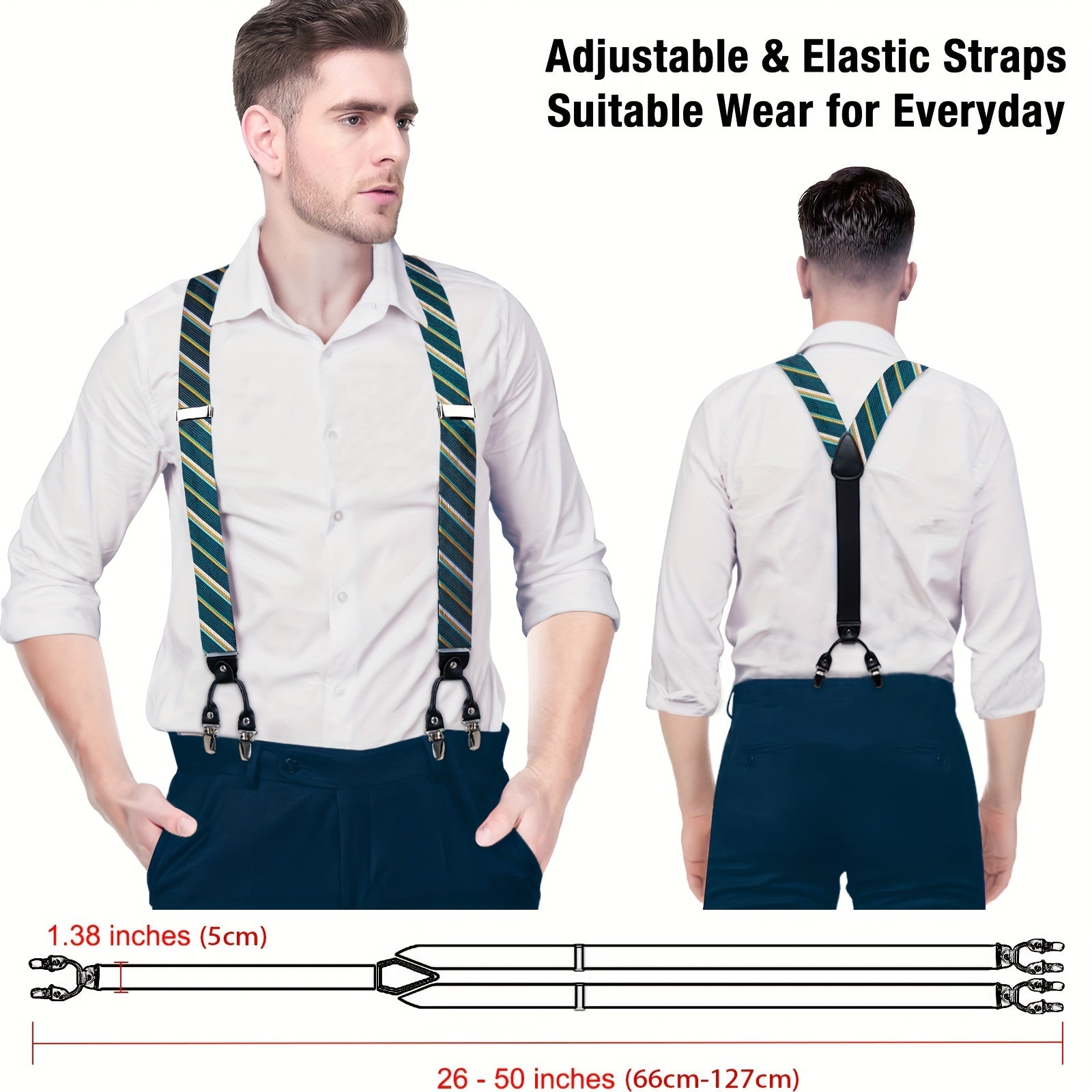 Men's Pants Suspender Set With Bow Tie Cufflinks Handkerchief
