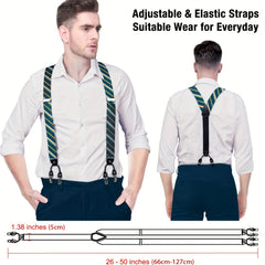 Men's Pants Suspender Set With Bow Tie Cufflinks Handkerchief