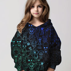 Girls Pattern Hooded Sweatshirt Pullover Sports Gift