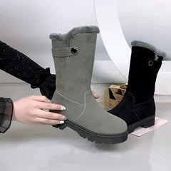Women's Winter Boots Faux Fur Lined Flat Heel Zipper Comfortable Walking Boots