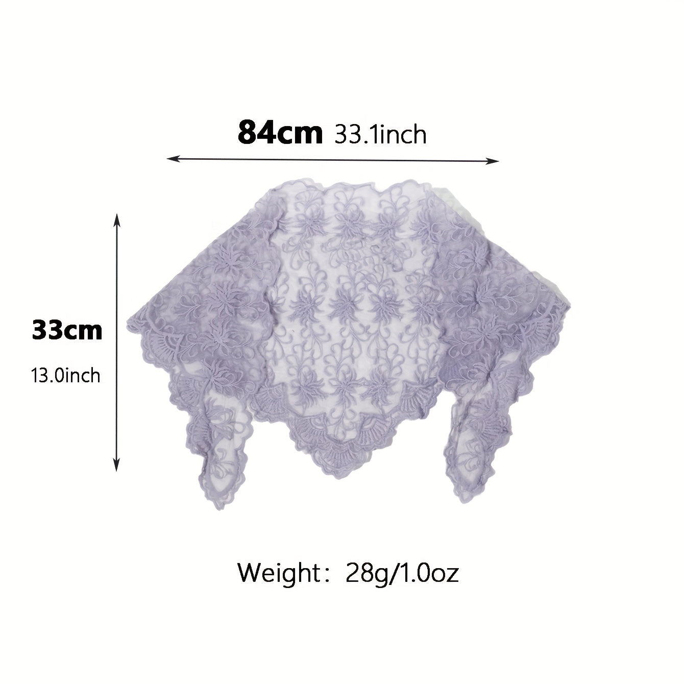 Lace Mantilla Head Covering Embroidered Shawl Veil Triangle Scarf