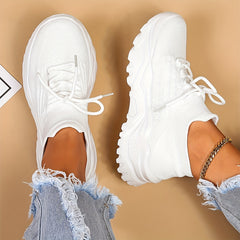 Women's Knit Platform Sneakers Breathable Casual Running Shoes