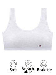 3pcs Girls Training Bra No Steel Ring Stretchy Sports Bralette Sleeveless