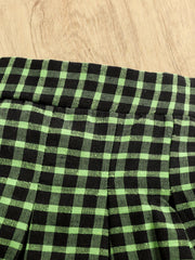 Girl's 2pcs Solid Sweatshirt & Plaid Skirt Set Preppy Style Kids Clothes