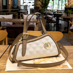 Red Checkered Print Crossbody Bag for Women Detachable Strap Zipper Closure
