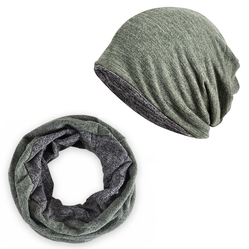 Slouch Sports Knitted Beanie Cap Headscarf 2 In 1 Winter Hat