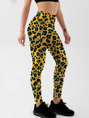Leopard Print Yoga Sports Leggings High Stretch Running Workout Gym Tight Pants