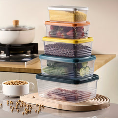 5pcs Stackable Food Containers With Lid - Transparent Plastic Pantry Storage