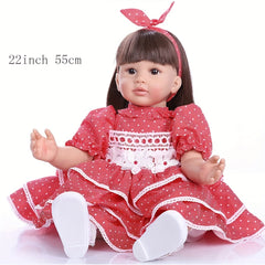22" Reborn Doll Lifelike 55 Cm Silicone Girl Doll with Long Hair