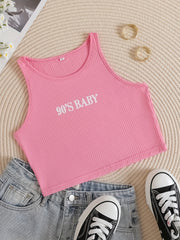 Ribbed Sports Cropped Tank Top Yoga Fitness Sleeveless Top