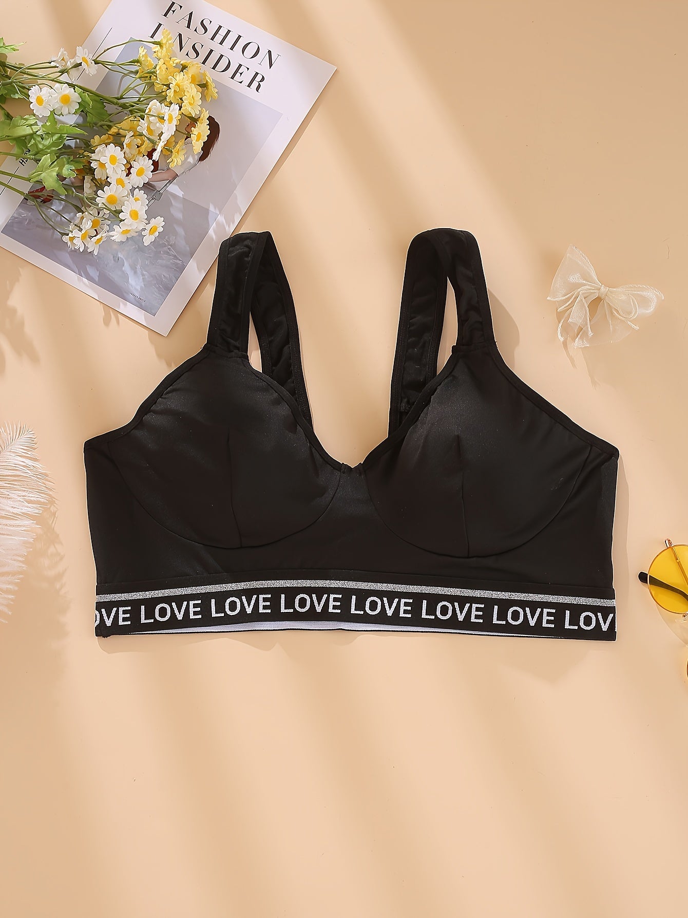 Women's Plus Glitter Tape Sporty Bralette