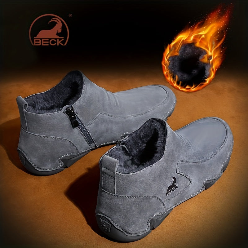 Men's Thermal Winter Shoes Boots Side Zipper Casual Walking Shoes
