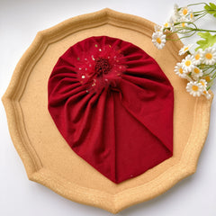 Red Elastic Flower Baby Hat for Girl Four Season