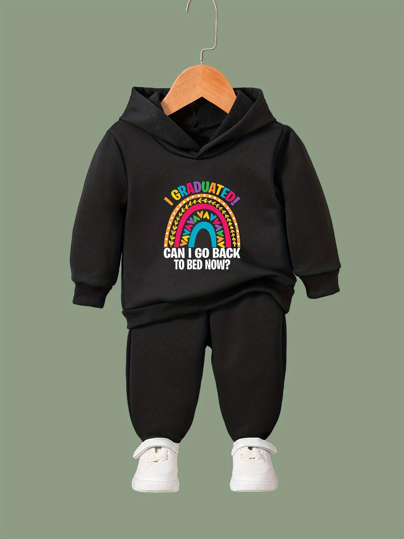 Girls Rainbow Hooded Sweatshirt & Sweatpants Set