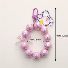 Kids Novelty Key Chain Beaded Little Rabbit Bear Pendant DIY Jewelry