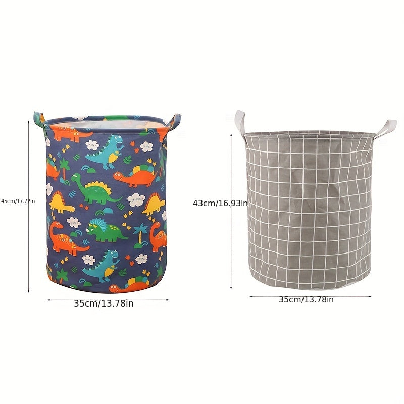 Print Laundry Basket Portable Foldable Home Storage Bag Cotton Linen Hamper