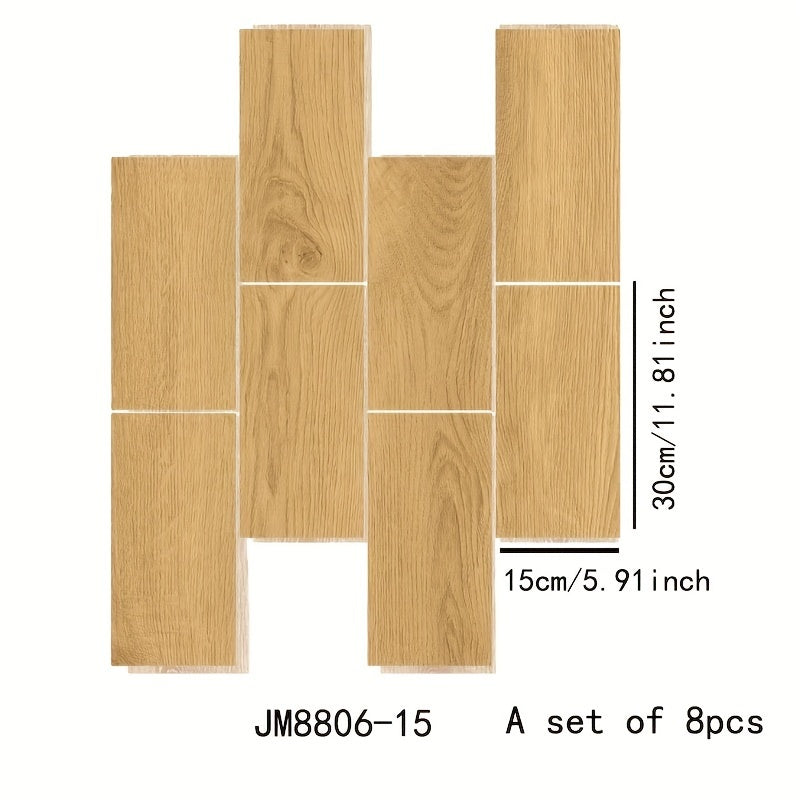 8pcs Wood PVC Floor Tiles Classic Wood Grain Wall Stickers for Home Decoration