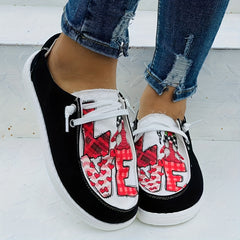 Women's Casual Heart Stitching Outdoor Sneakers Lace Up Shoes