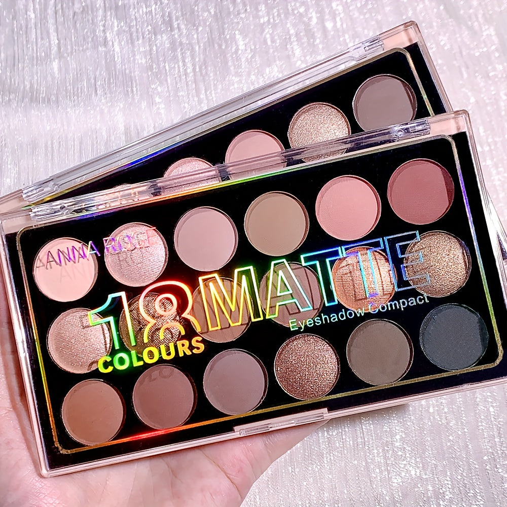 18 Colors Eyeshadow Palette Pearly Shimmer Matte Finish Waterproof Sweat Proof
