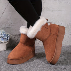 Women's Plush Snow Boots Waterproof Non-slip Mid Calf Boots