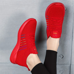 Women's Striped Running Shoes Lace Up Breathable Casual Sneakers