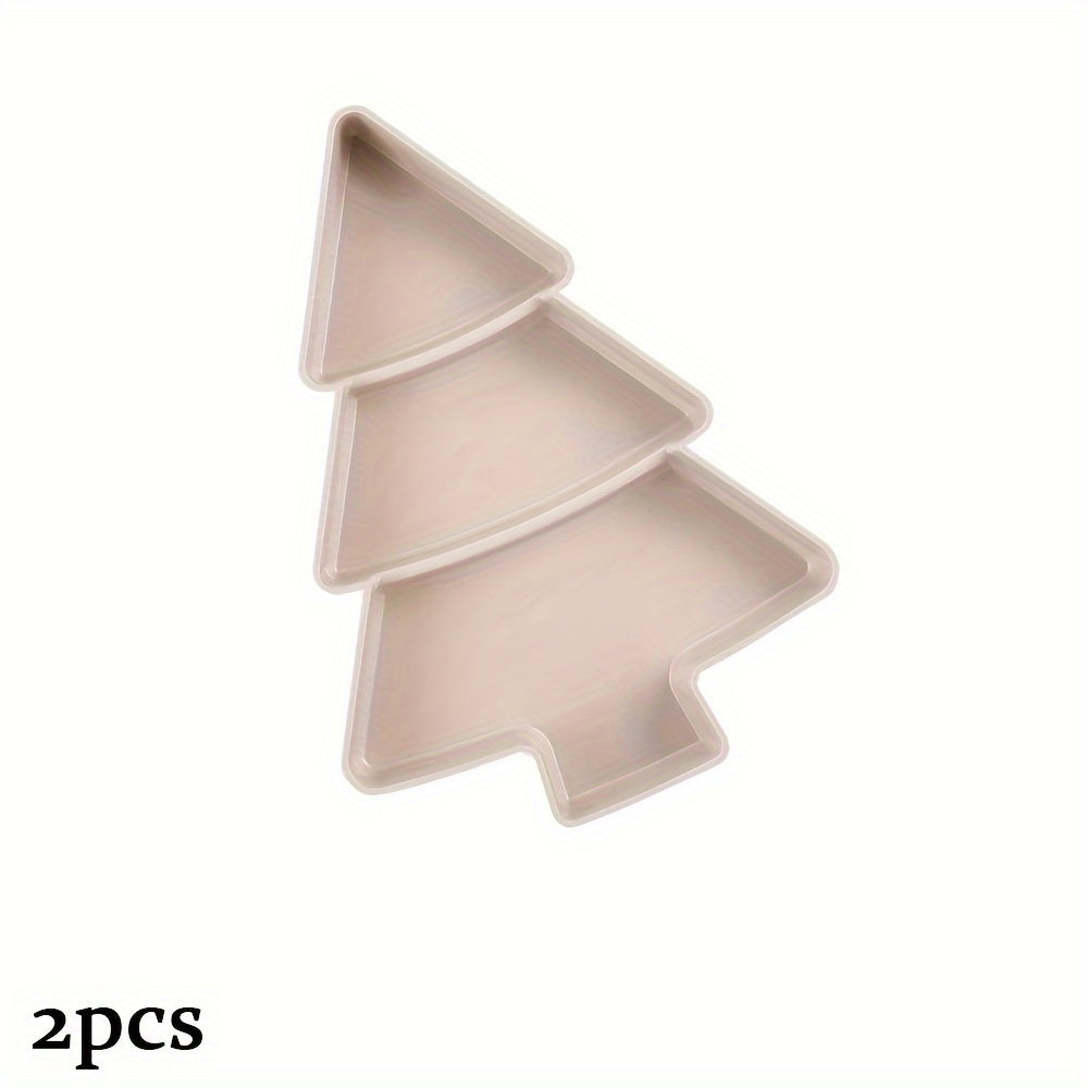 2pcs Christmas Tree Fruit Plate Divided Storage Tray