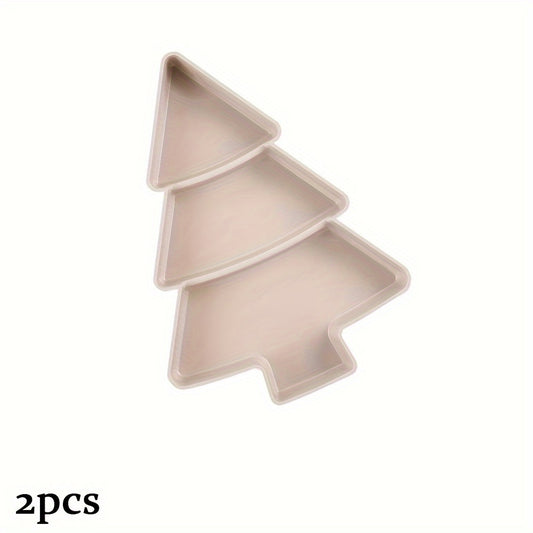 2pcs Christmas Tree Fruit Plate Divided Storage Tray