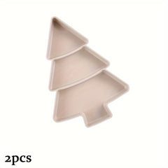 2pcs Christmas Tree Fruit Plate Divided Storage Tray