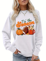 Halloween Print Sweatshirt Crew Neck Long Sleeve Casual Pullover for Women