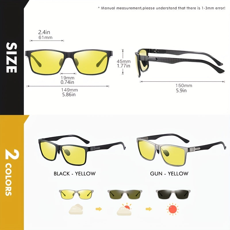 Carbon Fiber Photochromic Polarized Sunglasses Safe Driving Sun Glasses