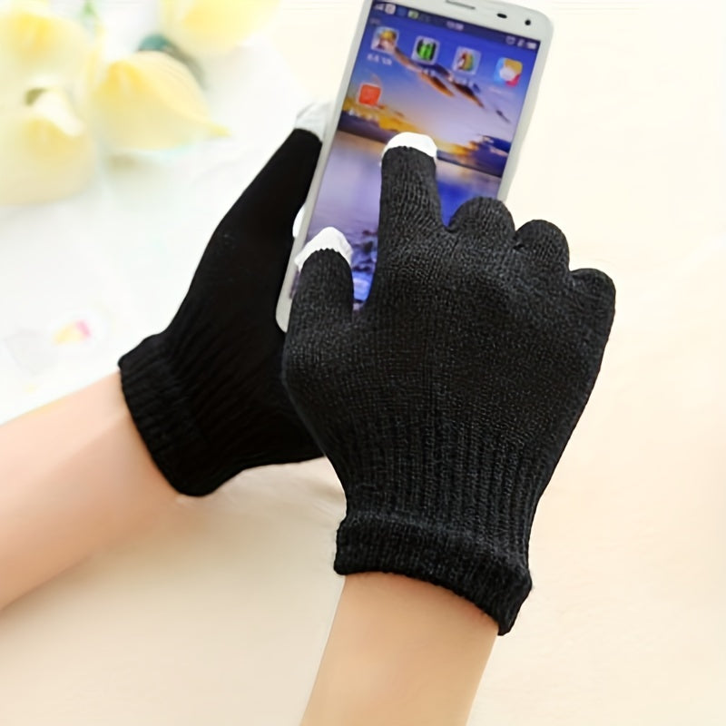 Men's Winter Plush Warm Touch Screen Knitted Gloves