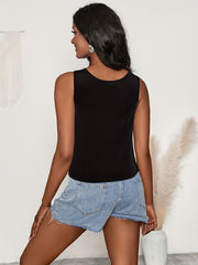 Floral Lace Pleated Tank Top Sleeveless Cutout Summer Top