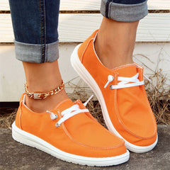 Women's Tangerine Boat Shoes Solid Lace Up Skate Shoes
