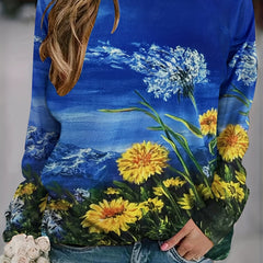 Landscape Print Pullover Sweatshirt for Women