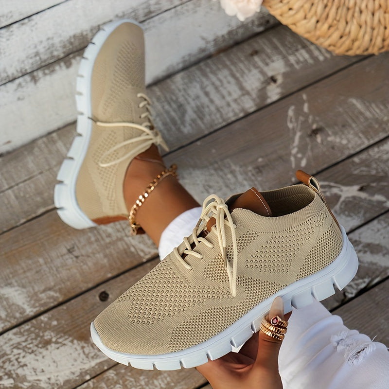 Soft Bottom Lightweight Mesh Sneakers Lace Up Running Shoes
