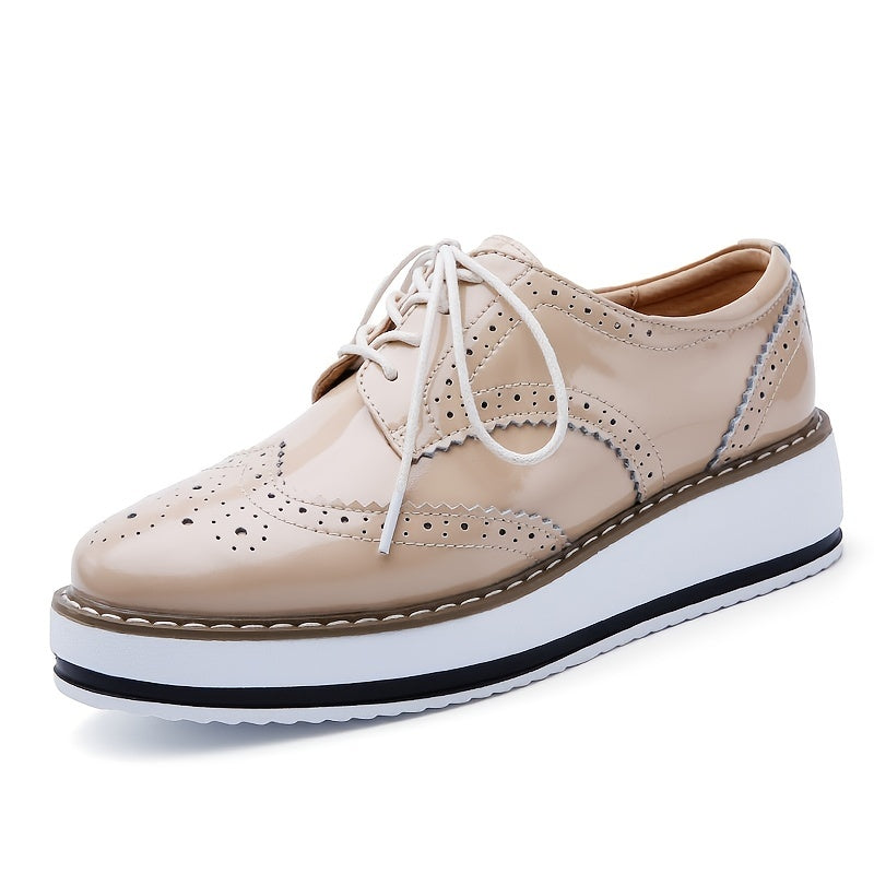 Women's Lace Up Loafer Shoes Lightweight Faux Leather Shoes