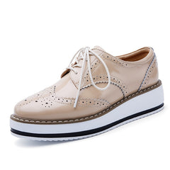 Women's Lace Up Loafer Shoes Lightweight Faux Leather Shoes