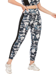 Colorblock Spaceship Print Yoga Sports Leggings Plus Size