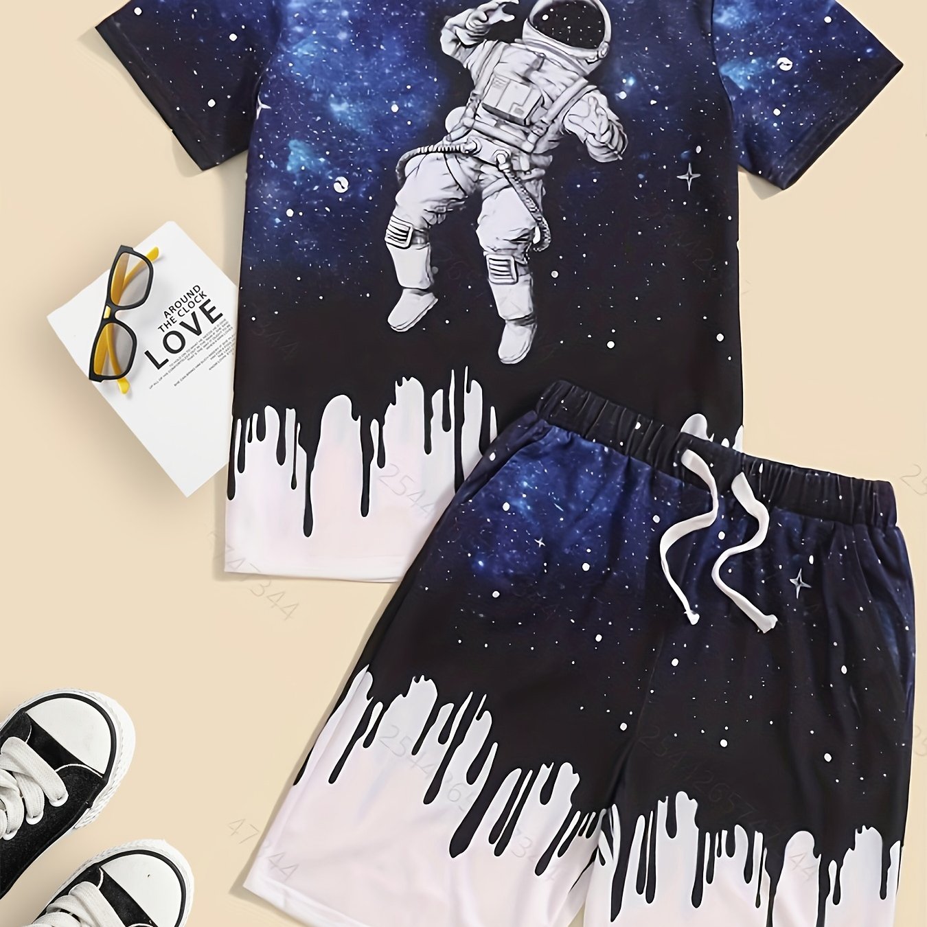 Boys Astronaut Outfit Shorts & T shirt Set Casual Summer Kids Clothes