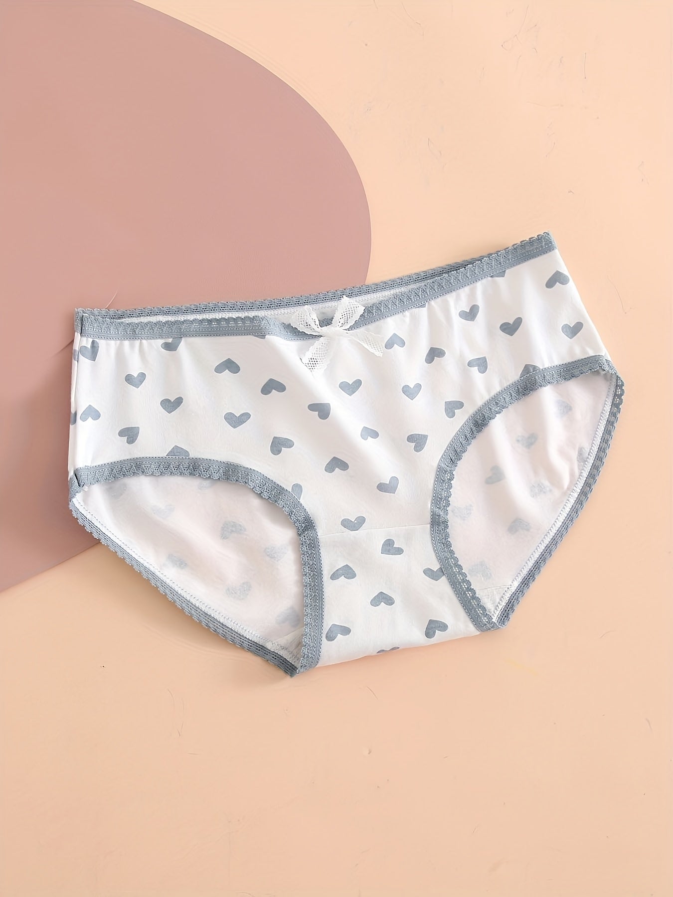 5pcs Heart & Plaid Print Briefs Comfy Intimates Panties